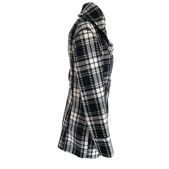 Vintage Black and White Plaid Cropped Trench Coat - Picture 4 of 8